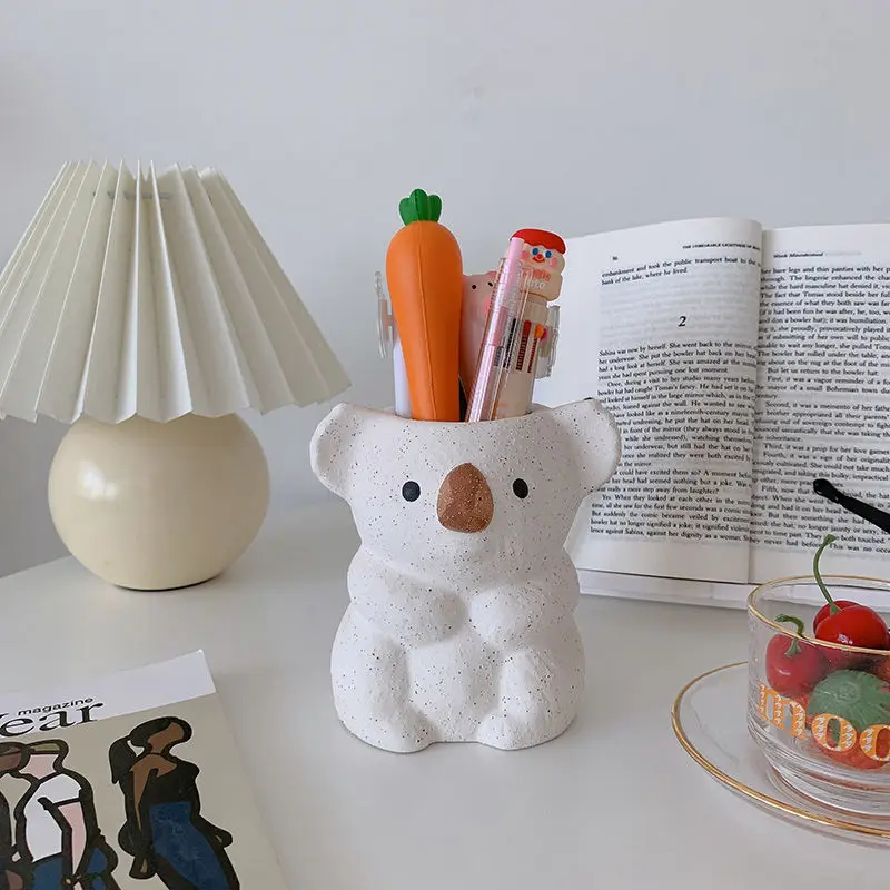 

Ins Creative Simulation Animal Koala Pen Holder Storage Ceramics Pen Holder Decoration Desk Storage Office Supplies