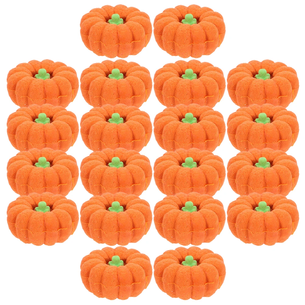 

20pcs Pumpkin Shaped Erasers Mini Cartoon Cute for Halloween Drawing Portable Kids Student Orange Color Bulk Pack