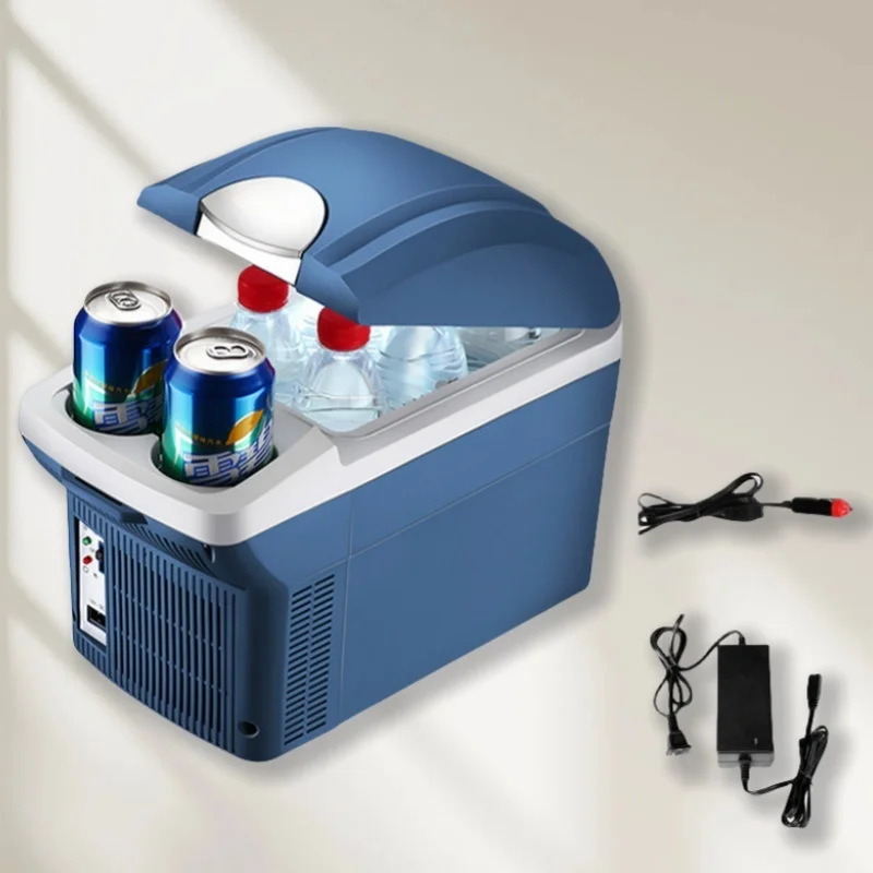 Dual-Zone 6L 8L Mini Car Refrigerator Semiconductor Cooling 12V/24V/ r with Hot and Cold Box for Fami Use