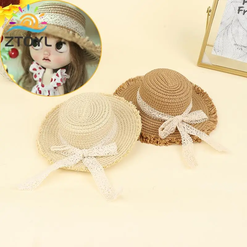 New Doll House Doll Handmade Straw Hat Sun Cap For 1/6 Doll Accessories Decoration Blyth Doll Clothes