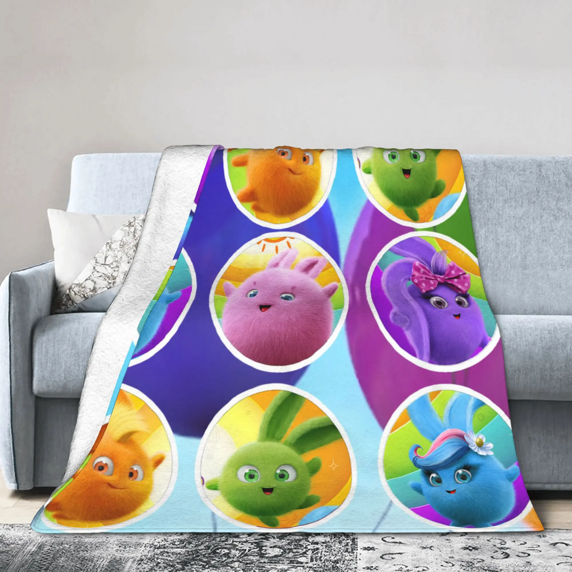 Sunny Bunnies Cartoon Knitted Blankets Shiny Big Boo Iris Turbo Flannel Throw Blanket Airplane Personalised Soft Warm Bedspread