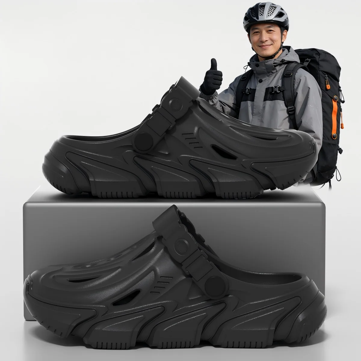 Men's New Summer Outdoor Casual Sports Clogs with Closed-Toe Design, Men's Thick-Soled Office Replacement Sandals