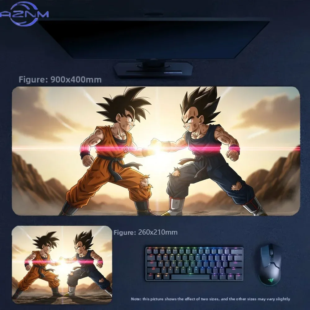 Anime Dragon Ball Goku Black Red Flame Large Mousepad Rubber Non-Slip Gaming Desk Mat Keyboard Pad for Home Office Decor