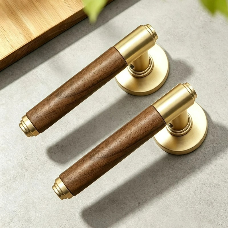 Chinese Retro Walnut Bedroom Door Lock, Wooden Style Universal Office Silent/magnetic Split Lock