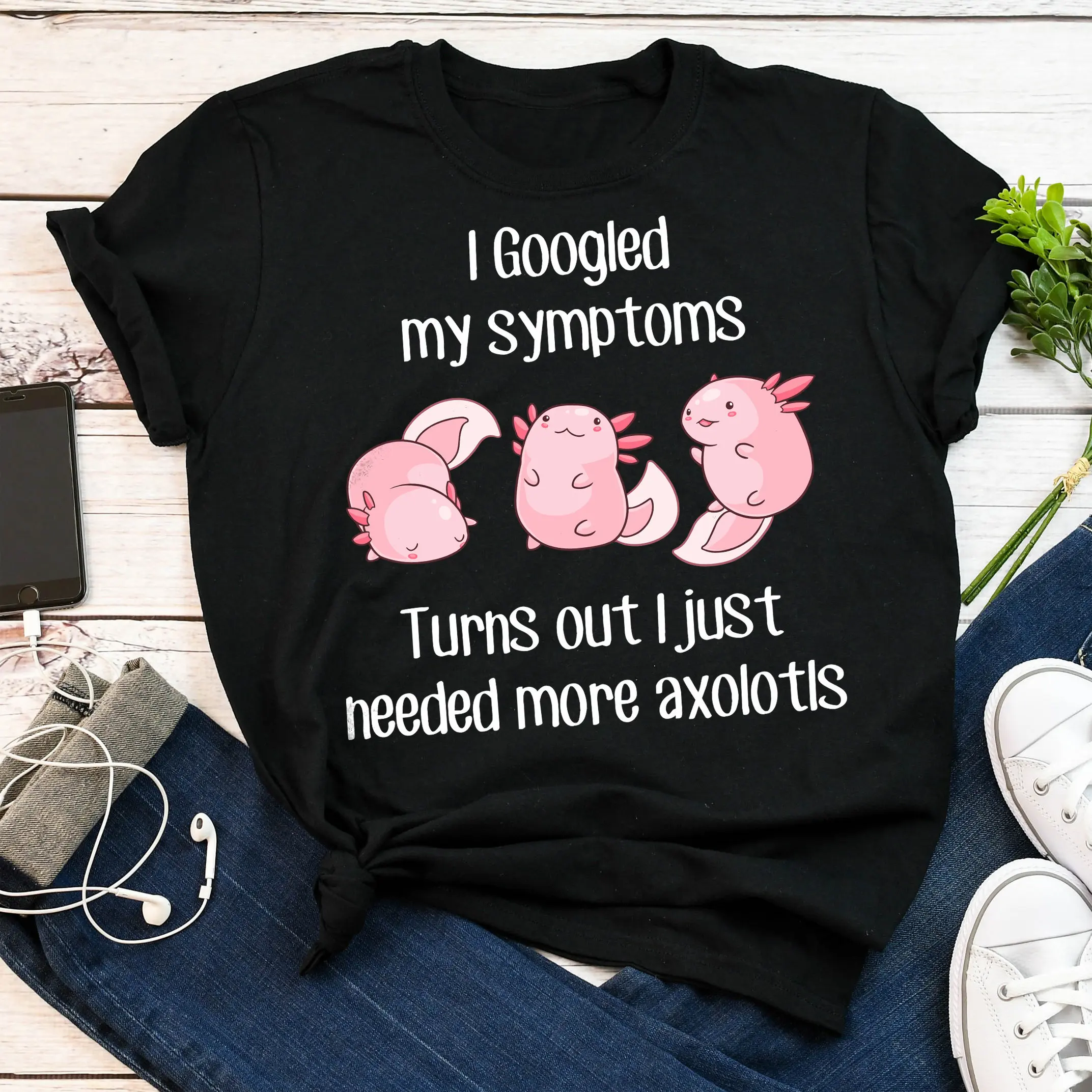 Axolotl T Shirt Funny Lover Cute Pet Mexican Walking Fish Pink Animal Mom Dad