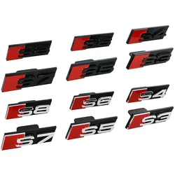 Pegatina de emblema de parrilla delantera de coche, insignia de rejilla delantera, logotipo negro cromado, ABS 3D, S3, S4, S5, S6, S7, S8, Audi S3, S4, S5, S6, S7, S8