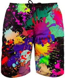 Summer Painting Art 3D Printing Mens Swimwear Swim Shorts Trunks Beach Board Shorts Swimming Pants Swimsuits Running Sports Mens