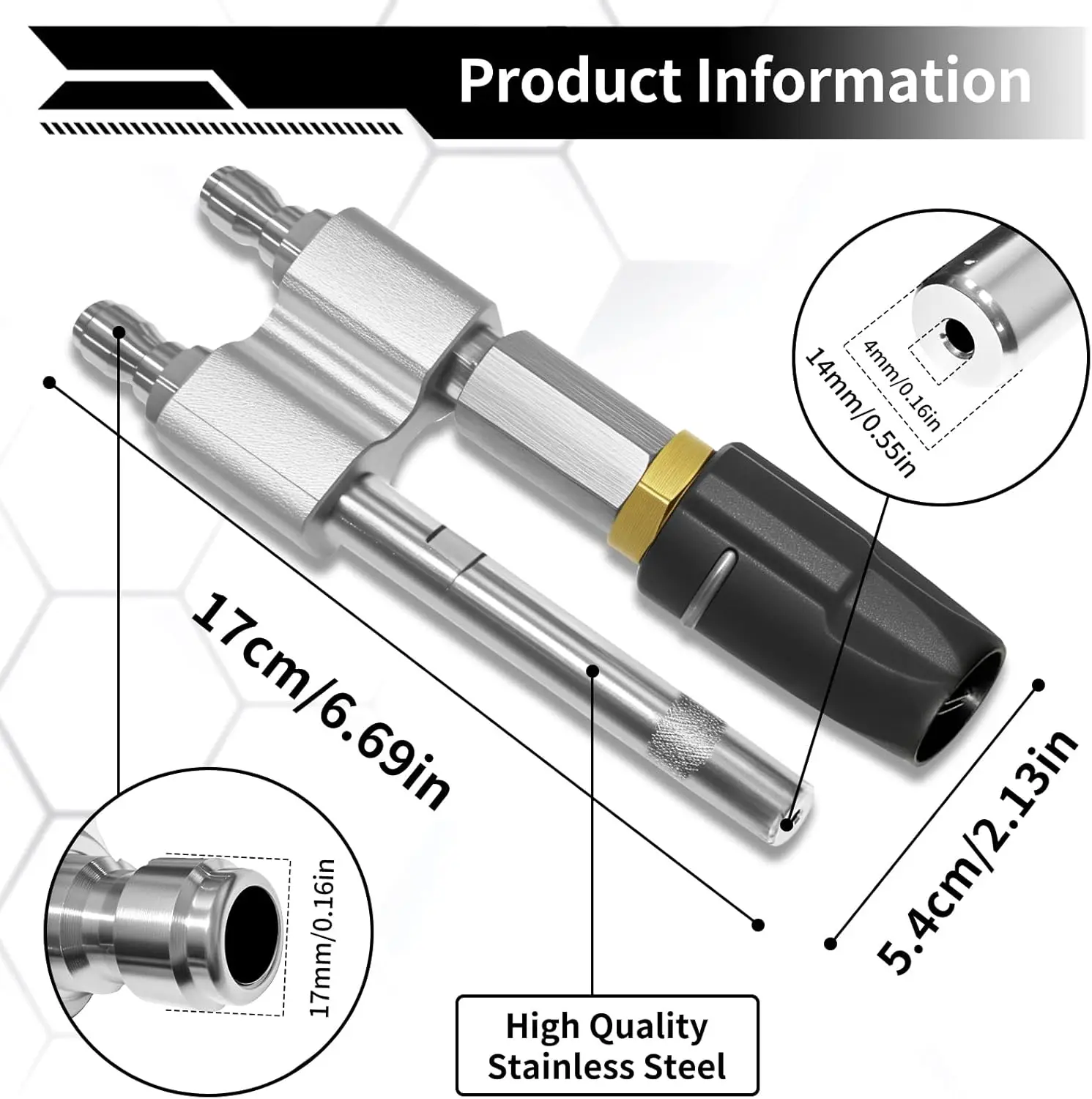 فوهة مطلق النار M5 2 في 1 فوهة غسيل ناعمة قابلة للتعديل لغسالة الضغط 3-7 GPM، توصيل سريع 1/4 بوصة، 0-60 ° نمط الرش #2
