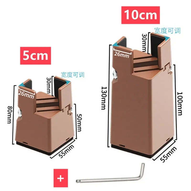 조정 가능한 가구 다리 라이저 의자 다리 패드, 헤비 듀티 스퀘어 라운드 52 102mm 소파 테이블 침대 발 라이저, 나사 클램프 포함