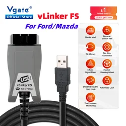 Vgate vLinker FS ELM327 HS/MS-CAN For Ford FORScan ELM 327 OBD 2 OBD2 Car Diagnostic Scanner Interface Tools OBDII For Mazda