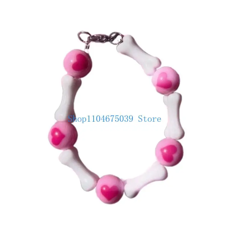 5ASD Love Love Trendy Round Bead Bone Bracelet Wristchain Alemble Length Handchain Associate لعشاق الموضة #2