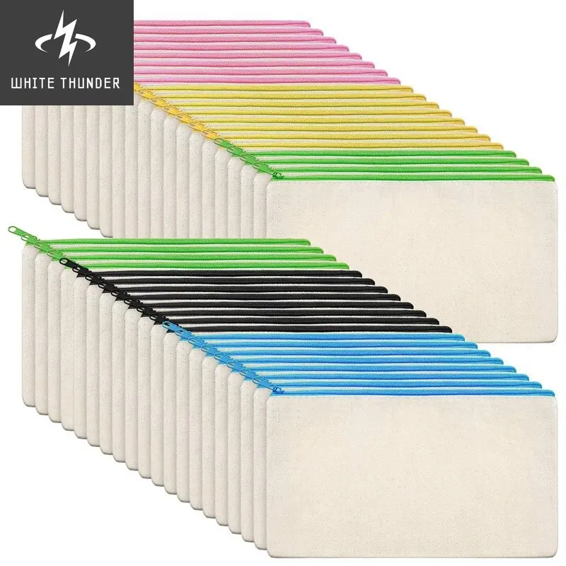 40Pcs Canvas Cosmetische Zak Canvas Rits Tas Etui Diy Reizen Handgemaakte Tas Diy Craft School Multicolor Rits