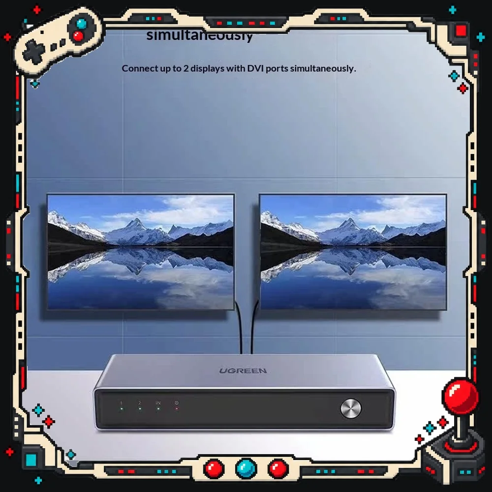 UGREEN CM202 DVI Splitter 1 In 2 Out 1080P 60Hz Video Distributor Mirrors One Computer to Two Monitors for Office Displays