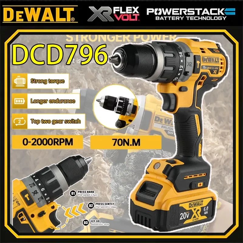 

Аккумуляторная бесщеточная ударная дрель Dewalt DCD796, многофункциональная, перезаряжаемая, портативная, 18В, электроинструмент
