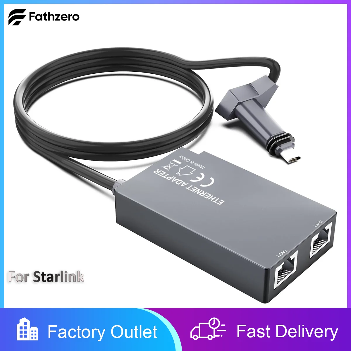 

Ethernet Adapters Dual Port RJ45 1000 Mbps Support For Starlink GEN 2/V2 Multi Cable Devices TV PC Gaming Camera Expand Network