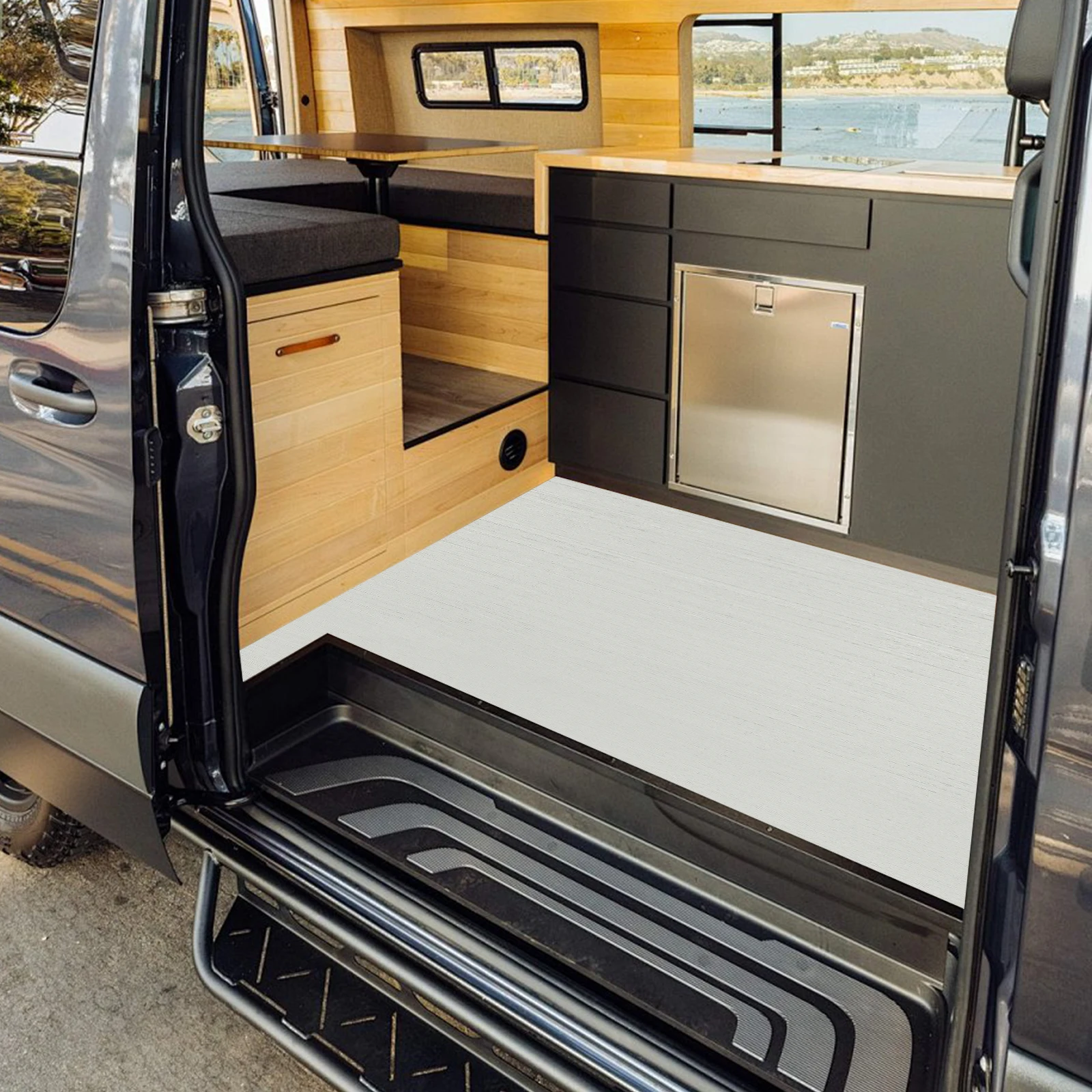 EVA Foam Marine Flooring Mat, Anti-Slip Boat Floor Pad, RV Teak Flooring Sheet, 240x90cm Grey, Waterproof, Shock-Absorbent, Universal for Camper Yacht