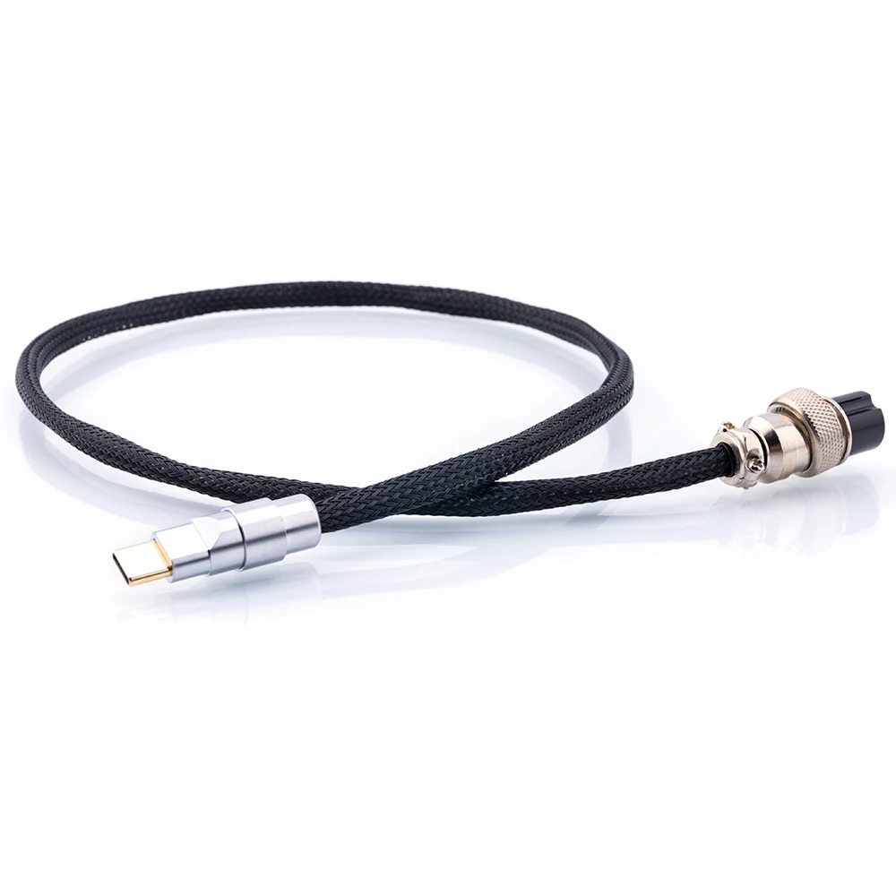 Posrebrzany kabel zasilający typu OCC High-fidelity Hifi DC GX16-2 Pin do rodzaj USB-C dedykowany audiofilski kabel do ładowania Audio