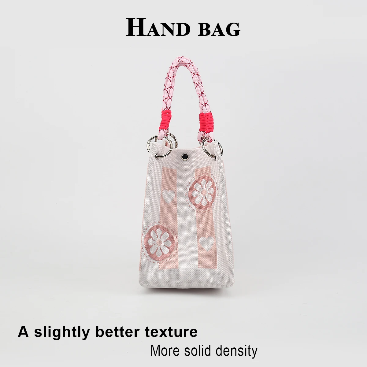 Women's handbag, casual and versatile, with detachable circular buckle handle, mixed-color rope handle, easy and quick to close, suitable for commuting, shopping, traveling, and outings, can hold a cell phone, water bo