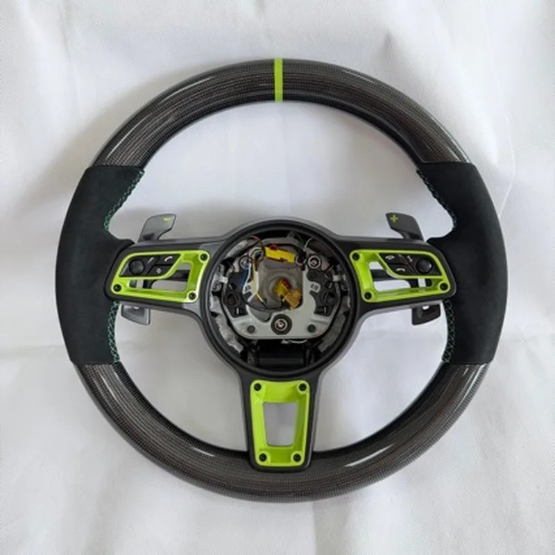 For Porsche 718 Cayenne 15‑23 GT 4.0T Modified German 3K Plain Weave Steering Wheel With Decorative Cover