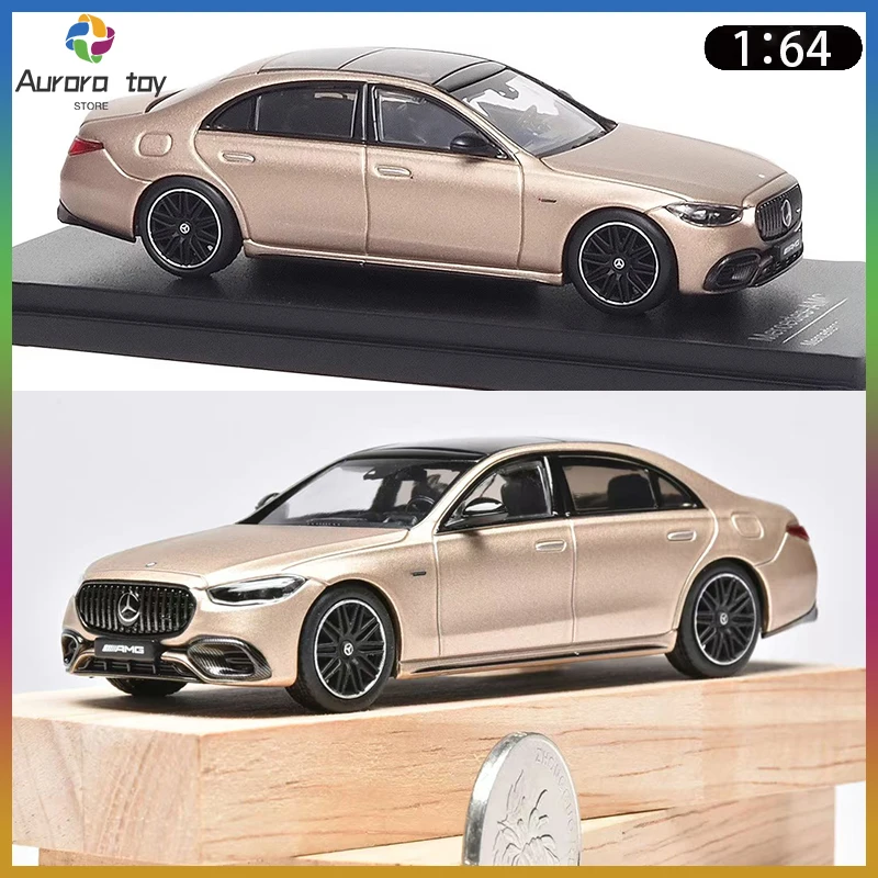 

New 1/64 Almost Real Car Model Mercedes-Benz AMG S63 Car Model Dull Gold Alloy Simulation Car Toy Ornament Custom Birthday Gift