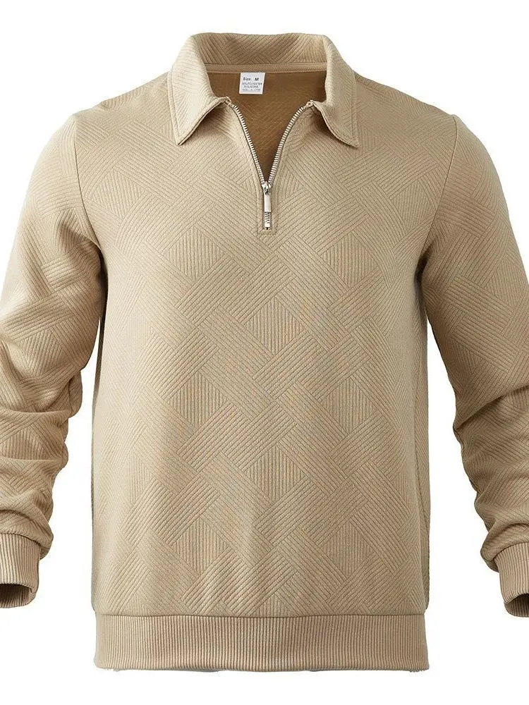 

Мужской повседневный вязаный свитер на молнии с воротником, модный свободный крой, длинный рукав, из полиэфирного волокна, для молодежи, теплый и удобный