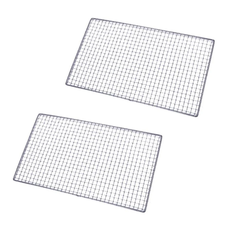 

2X Metal Squares Holes Grilling Barbecue Wire Mesh 30Cm X 45Cm