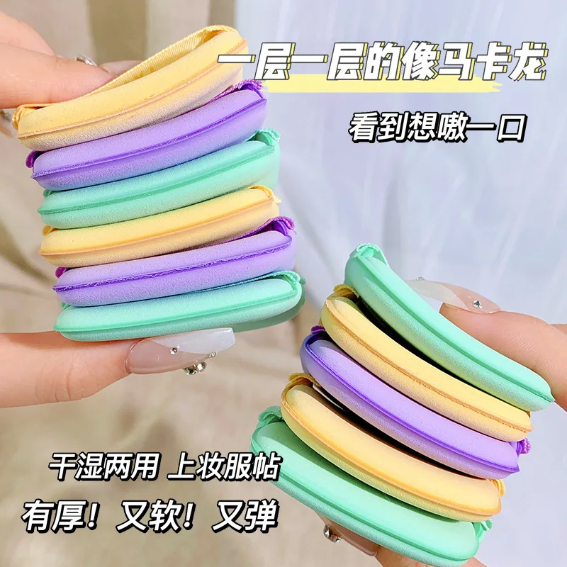 Großhandel 6 Stück Velet Puderquasten mit Box Make-up Schwämme Nass Trocken Verwenden Einstellung Puder Pad