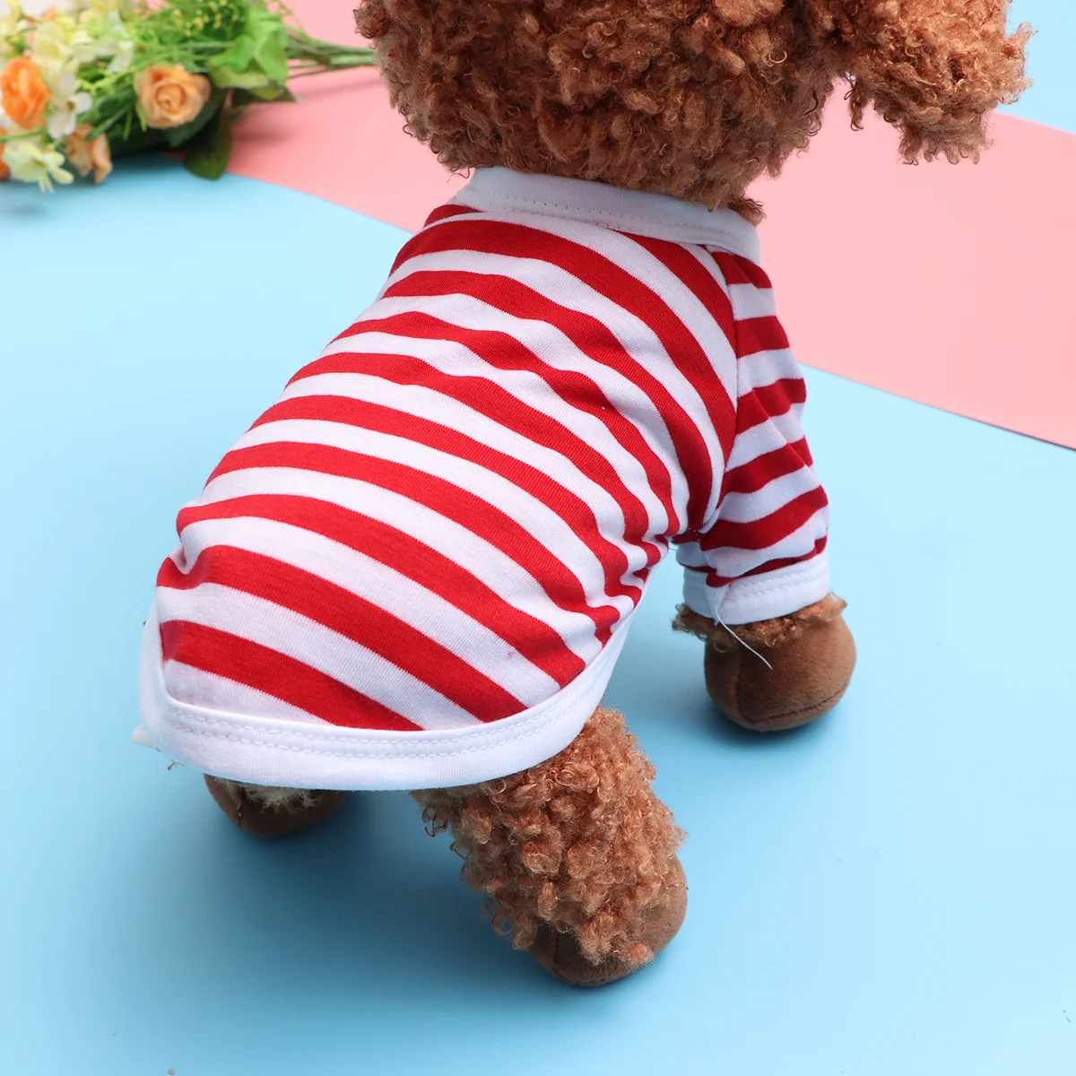 

Pet Dog Vest Navy Stripe Cotton Summer Puppy Shirt Red Size M Simple Dog Clothing Fashionable Comfortable Pet Vest