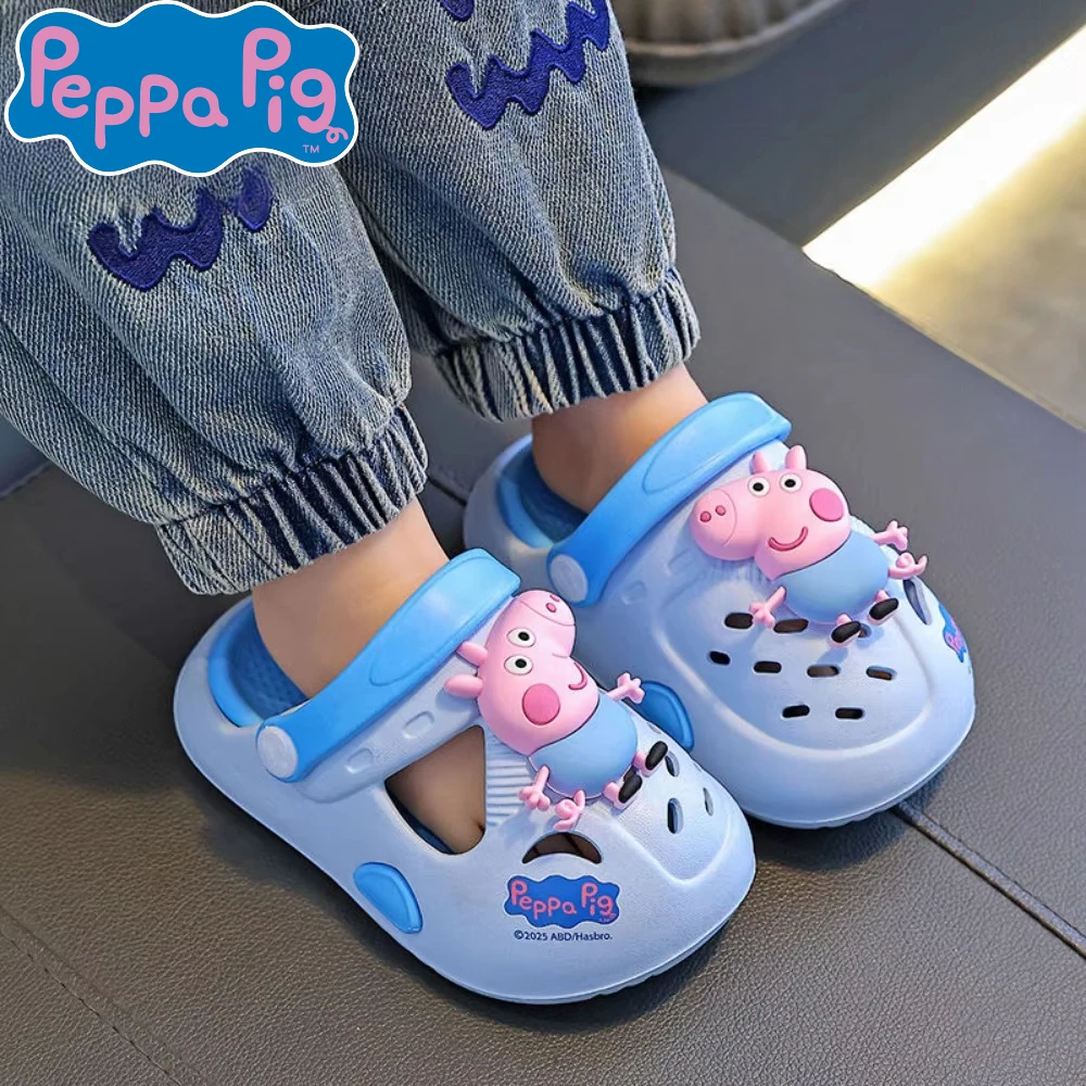 Kawaii Peppa خنزير 15 سنتيمتر-19 سنتيمتر الأطفال الصنادل الصيف الكرتون لطيف لينة وحيد تنفس عدم الانزلاق داخلي صبي الفتيات النعال الهدايا