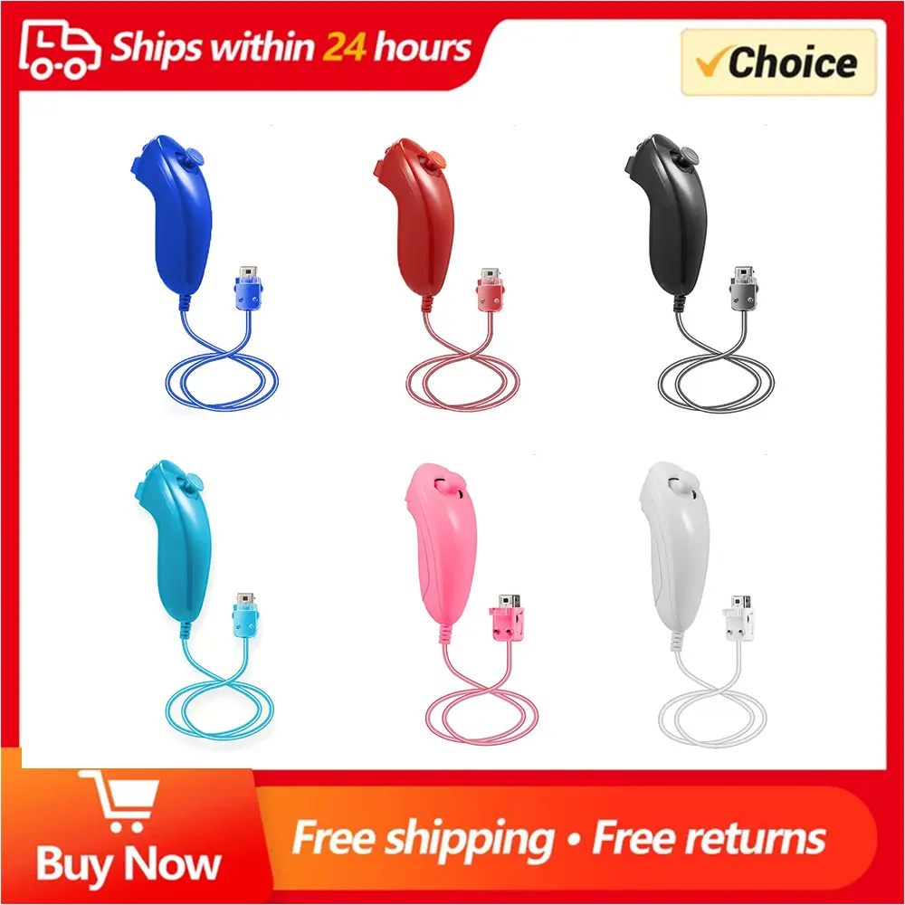 For Nintendo Wii Game Controller 5 colors Nunchuck Hand Curved Game Handle Controller Nunchuk For Wii Gamepad Accessories