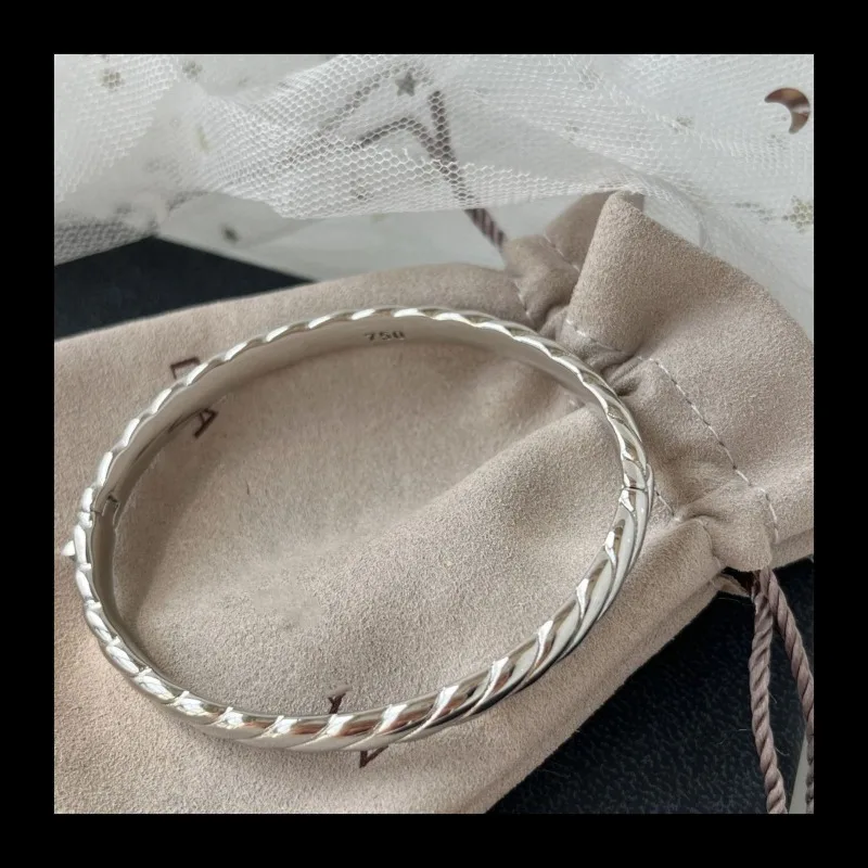 

Популярный серебряный браслет DY, 7 мм, простой, глянцевый, волнистый