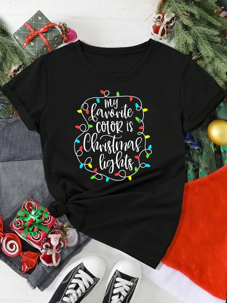Funny Letter Printed Merry Christmas Women T Shirt Harajuku 90s Girls Christmas T-shirt Red Suitable All Seasons Tshirt Tops