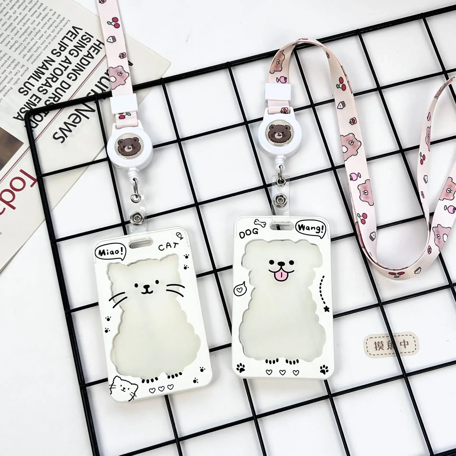 Imagem -02 - Cute Cartoon Beat Cat Cachorro Titular do Cartão de Identificação Ins Student Bus Subway Bank Card Case Protective Girl K-pop Photocard Titular