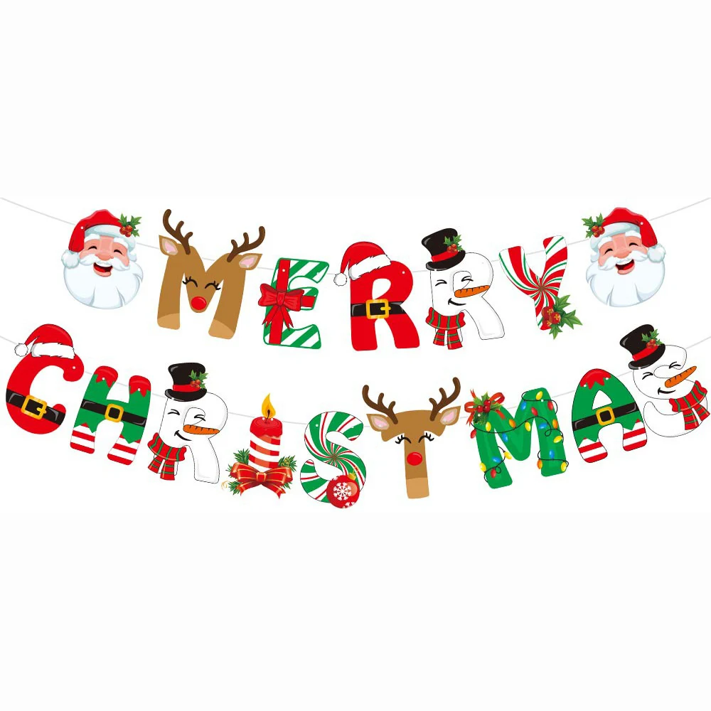 

1pcs/bag Christmas reindeer banner, room decoration stickers, New Year atmosphere matching with children's joyful garden