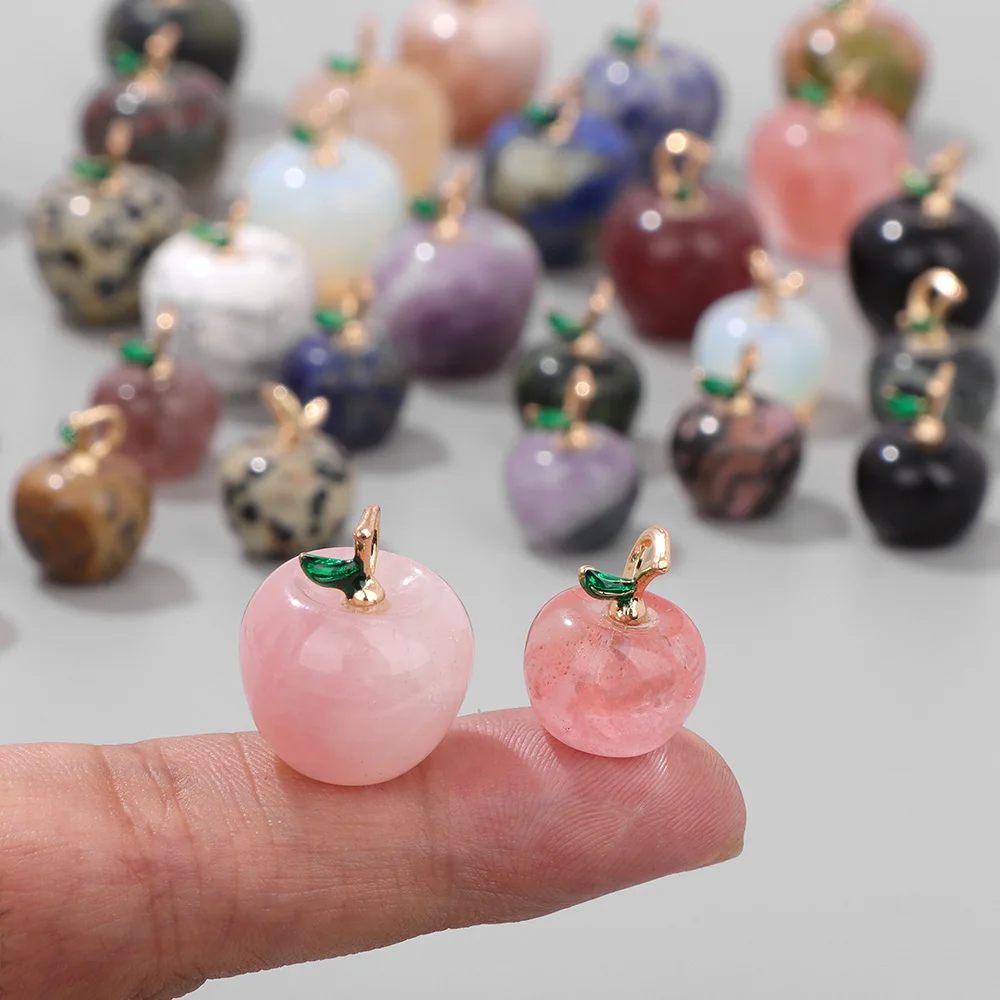 Natural Stone Apple Shape Gems Pendants Opal Rose Quartzs Lapis Lazuli Pendant Healing Yoga Home Decoration Making DIY Jewelry