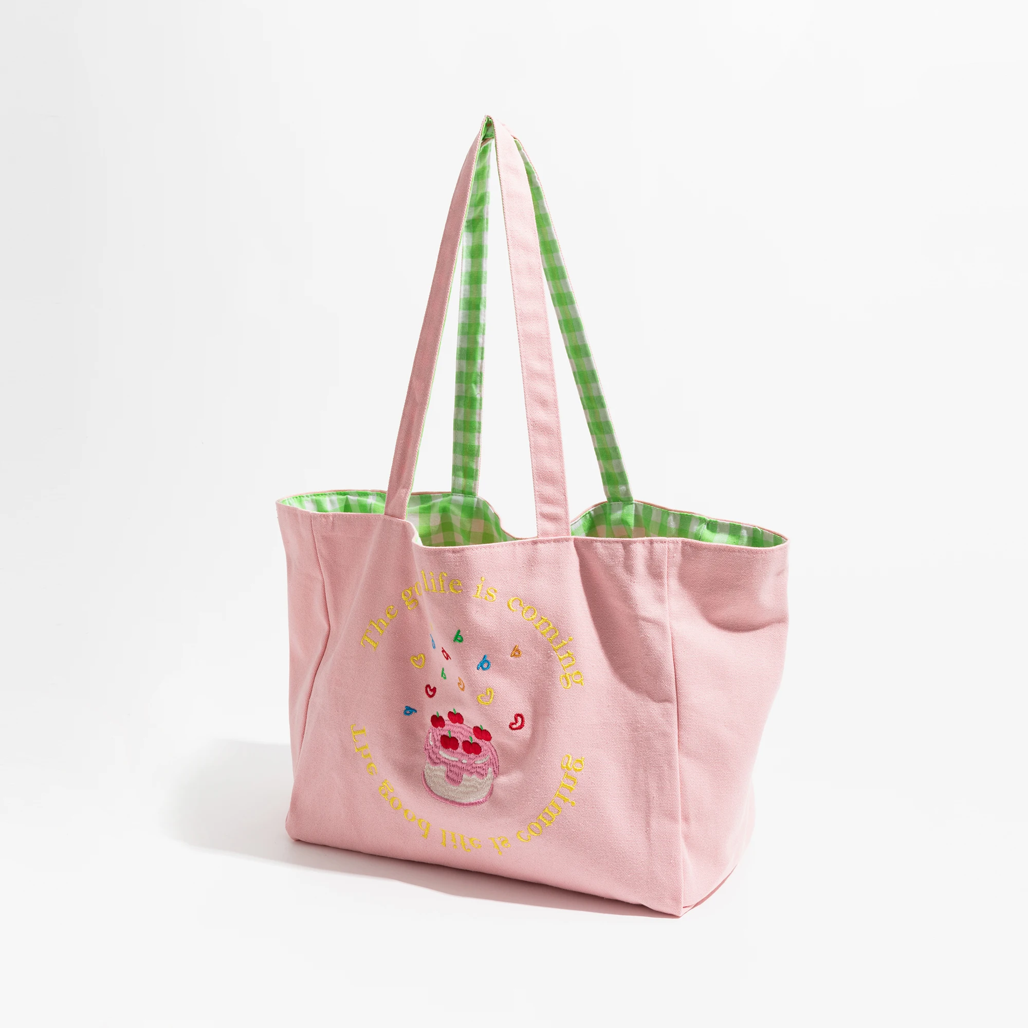 MABULA Preppy Style Canvas Tote Bag Letter Embroidery Candy Color Girl Fashion Torebka na ramię Dwustronne zastosowanie Student Bookbag