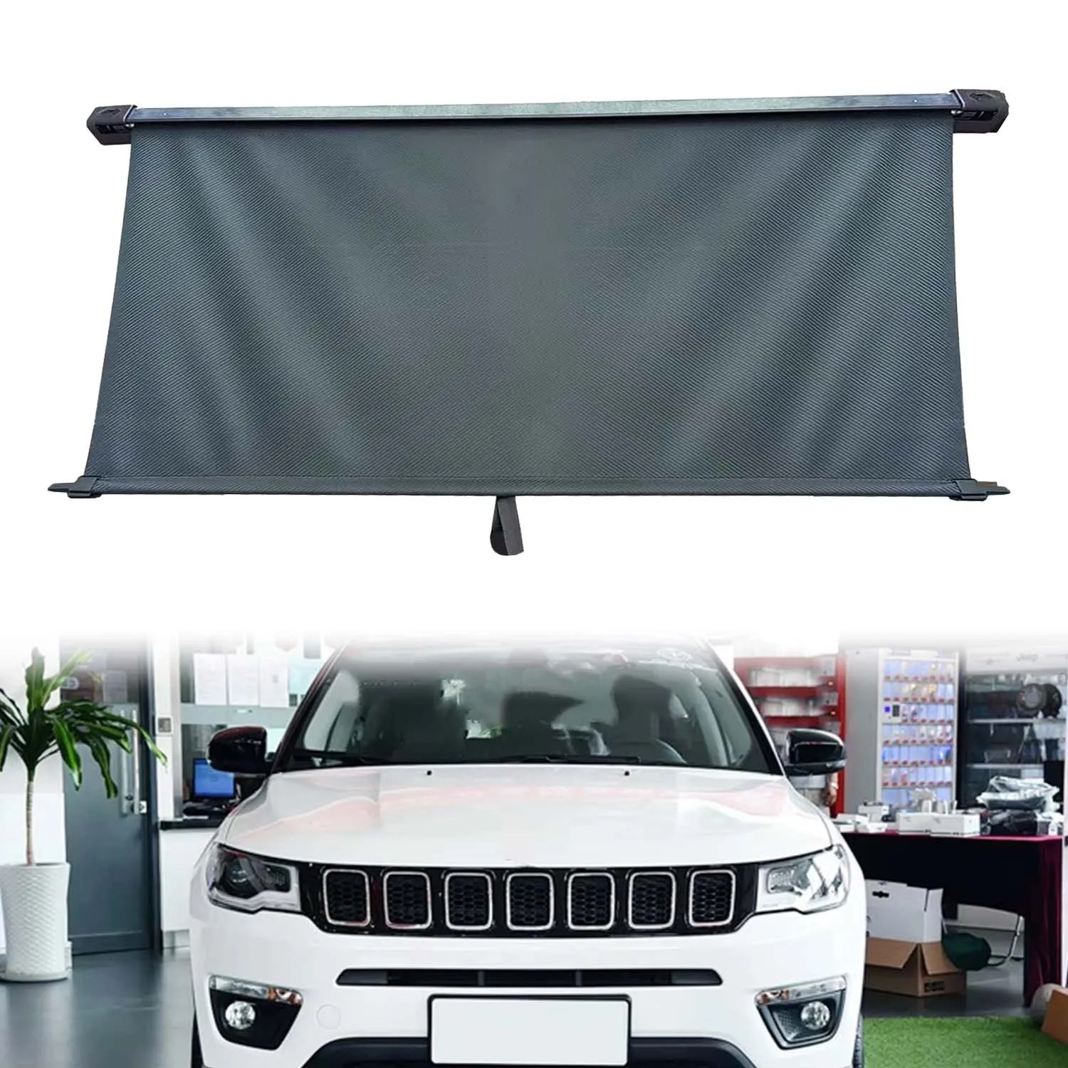 For Jeep Compass 2008-2015 Car Cargo Cover Retractable Rear Trunk Shade Luggage Security Cover 1Set