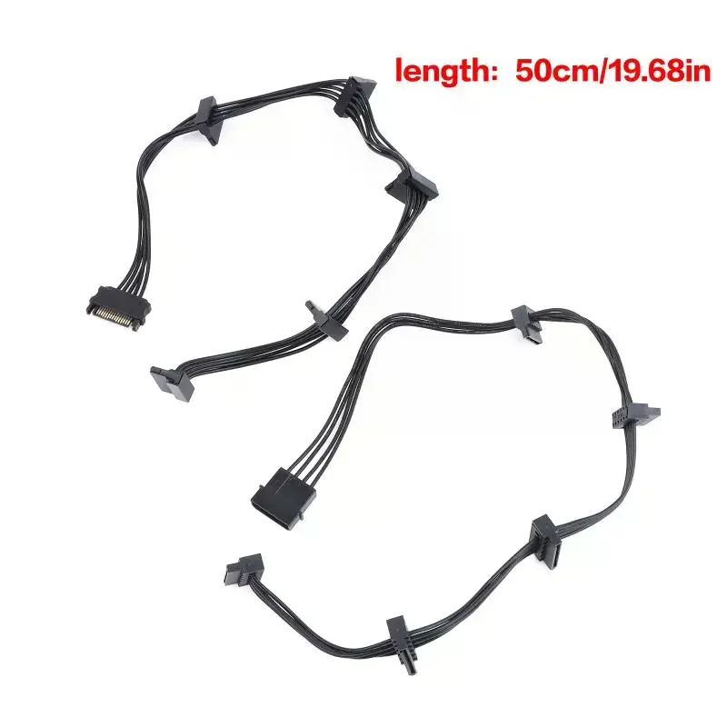 15Pin SATA/4PIN Power Supply Splitter Cable Hard Drive 1 Male To 5 Female Extension Power Cord For DIY PC Sever