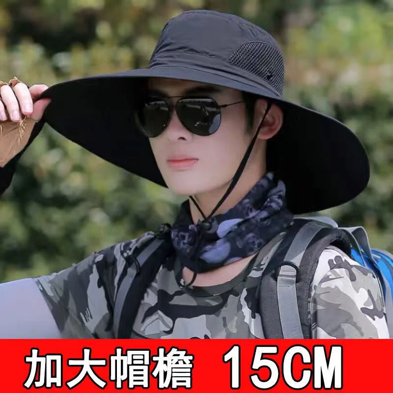 Men Camo Mesh Wide Brim Fishing Hat Foldable UV Protection Sun Hat Breathable Outdoor Hiking Beach Work Cap