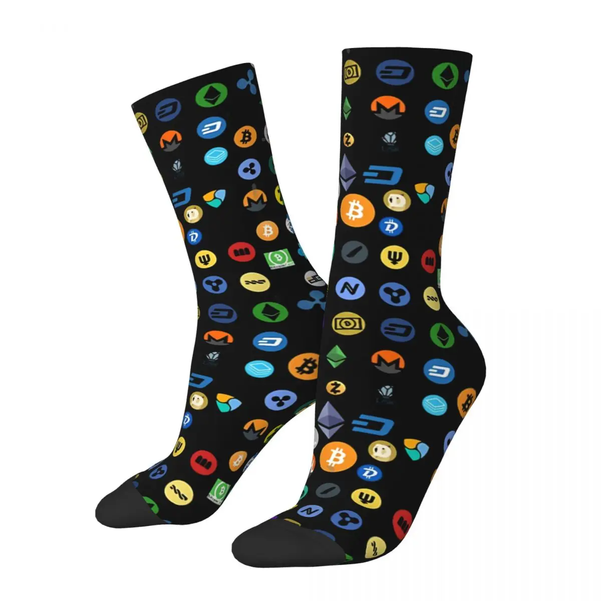 Crypto Coin Art Crypto Icon Kawaii Drawstring Socks Gym Cartoon Pattern Socks harajuku Men Happy hip hop