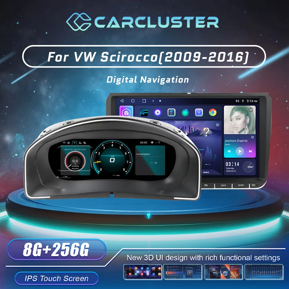 Carcluster 10,25 Auto LCD Digital Dashboard Cluster Für VW Scirocco 2004-2016 Panel Cockpit Android player Karten navigation Radio