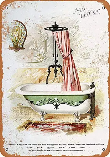 

Kexle 12 x 16 Metal Sign - A&O Luxuria Bathtub Shower - Vintage Wall Decor Art