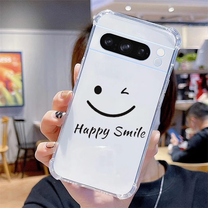 Przezroczyste etui na telefon P ixel 8 Pro Happy Expression dla Google Pixel 9 8A 8 6Pro 7A 7Pro 9Pro 8Pro 9ProXL 6A 7 6 Cover