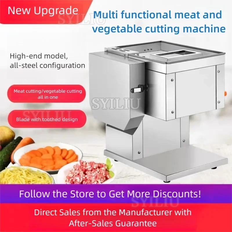 110V/220V Electric Meat Slicer Commercial Home Meat Cutter Stainless Steel Automatic Vegetables Cutting Machine
