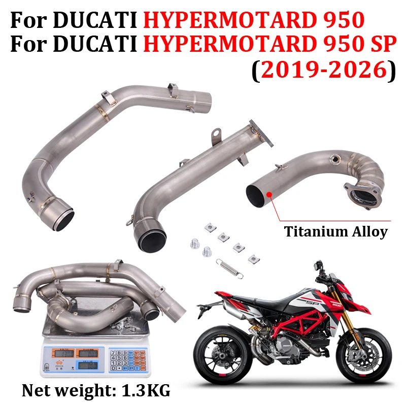 

Slip On For DUCATI HYPERMOTARD 950 & SP 2019 - 2026 Motorcycle Exhaust Titanium Alloy Front Head Tube Link Pipe Muffler Modify
