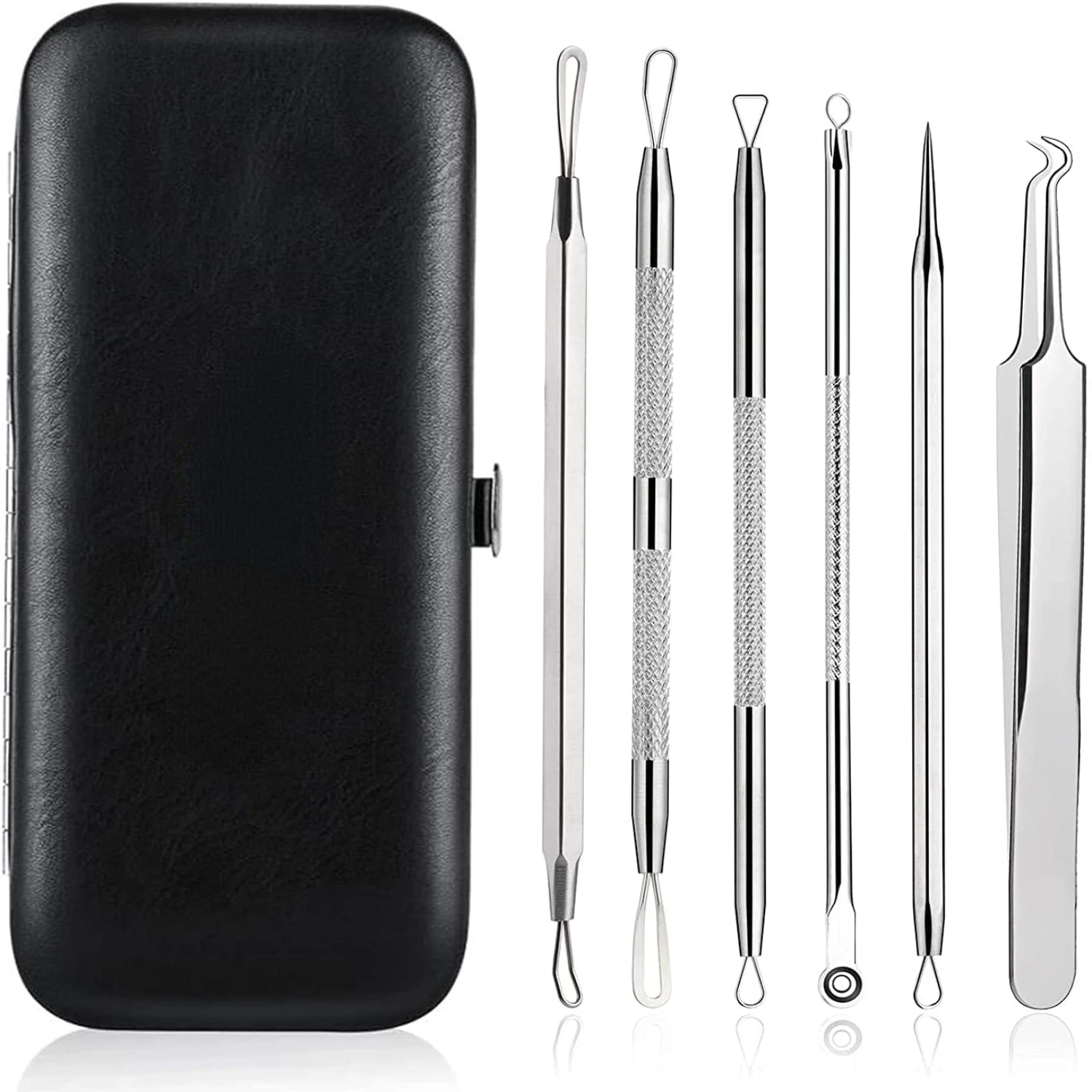 

Premium 6-Piece Superior Blackhead Remover Kit for Clearer Skin - High-Quality Professional Tools in Stylish Leather Bag - Ultim