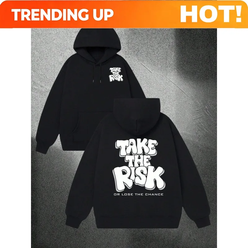 TAKE THE RISK Men's Hooded Sweater, Plus Velvet To Keep Warm, Sports Hoodie With Pocket, Suitable For Spring And Autumn Wear