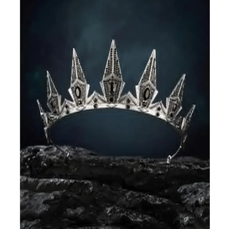 女性のためのゴシッククラウンティアラ,黒の女王のティアラと王冠,魔女の衣装,結婚式のためのパーティーアクセサリー,ハロウィーンのプロム