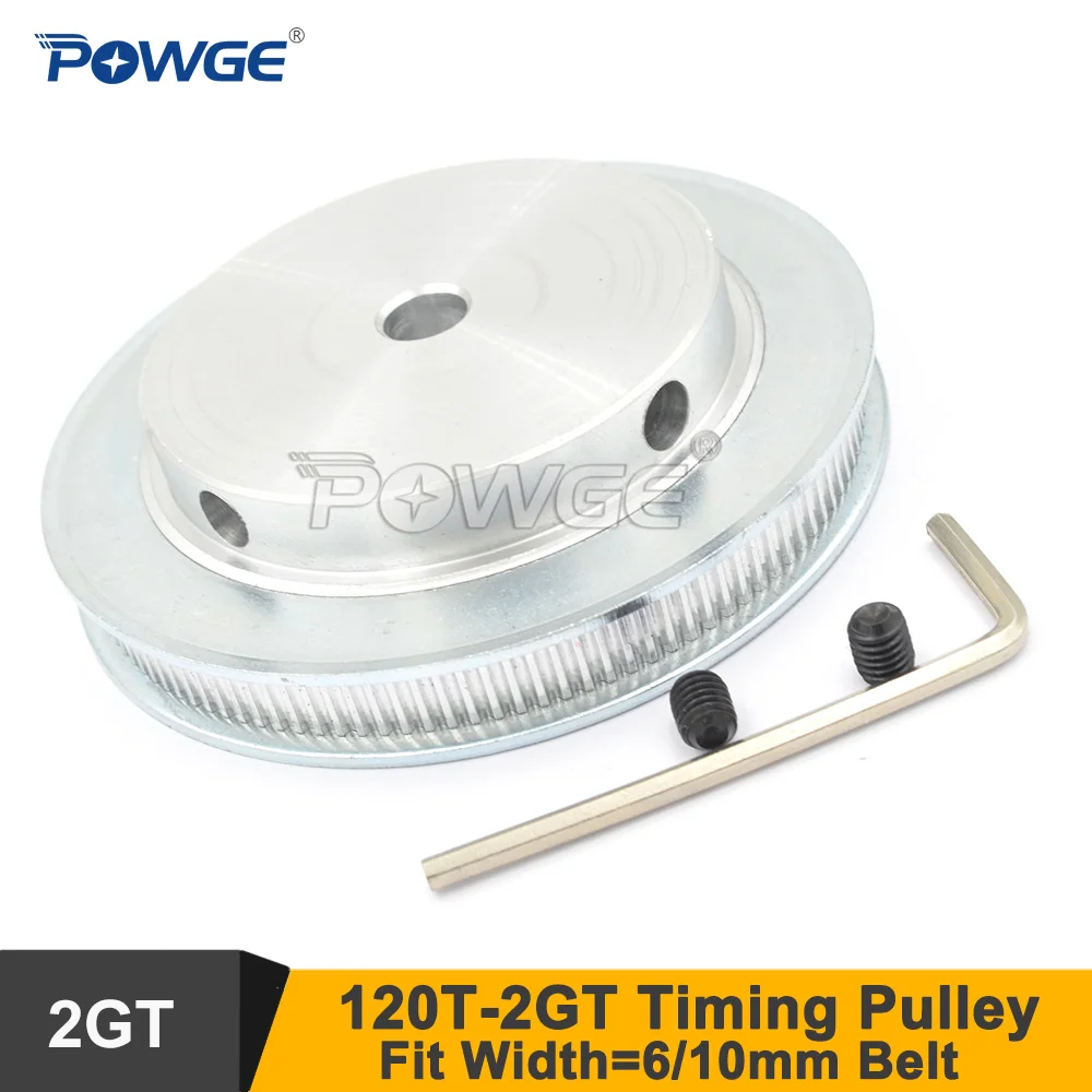 POWGE 120 Teeth 2GT Timing Pulley Bore 6-14mm Fit W=6/10mm 2GT Synchronous Belt 120T 120Teeth GT2 Pulley 3D Printer 120-2GT