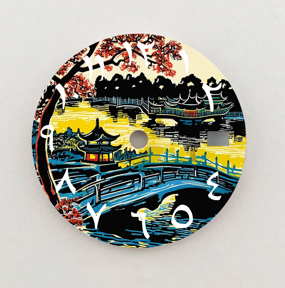 Циферблат NH35, циферблат с древней башней, 28,5 мм, циферблат с арабскими цифрами, подходит для NH35/36, запасные части для часов, аксессуары на заказ